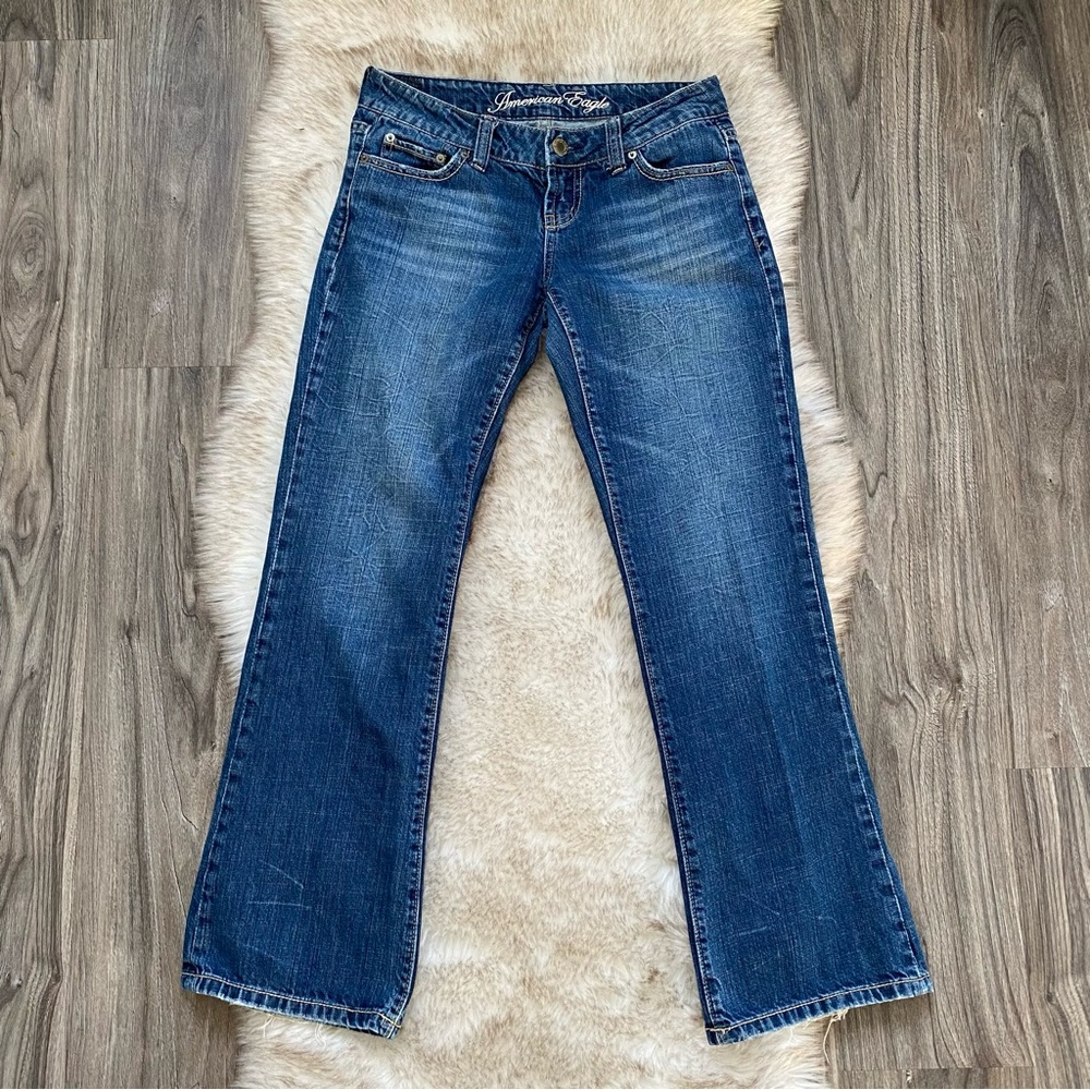 4 SHORT Y2K Vintage American Eagle Low Rise Straight / Bootcut Medium Wash Jeans